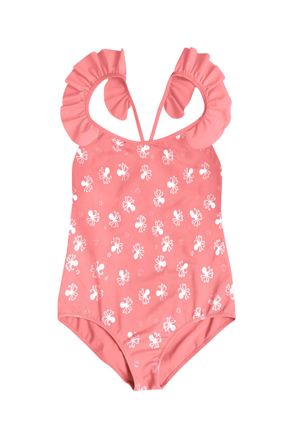 Printed Swimsuit with Ruffle Strap Detail