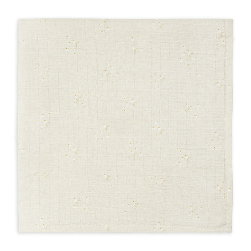 Organic cotton muslin baby swaddle in pretty chamomile print