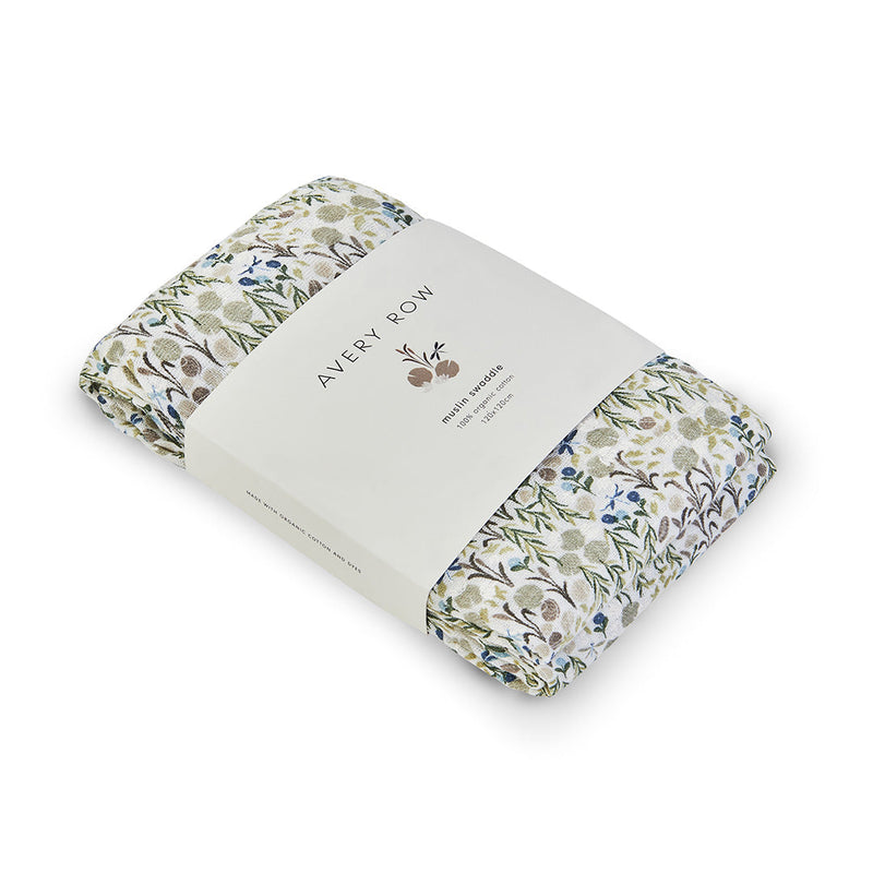 Organic Baby Muslin Swaddle - Riverbank Print