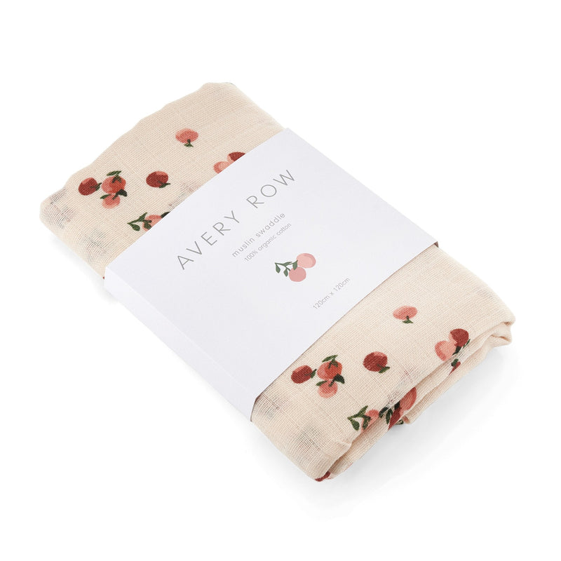 Organic Baby Muslin Swaddle - Peaches Print