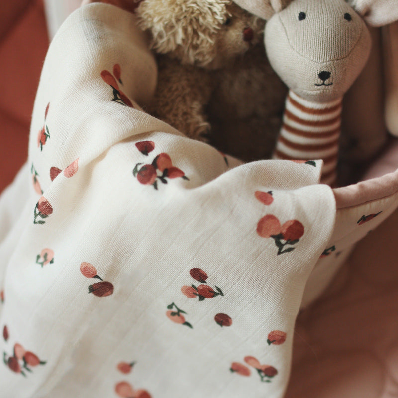 Organic Baby Muslin Swaddle - Peaches Print