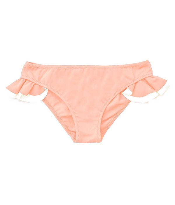 Ruffle Swim Pants in Peach Pink and Ivory