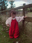 Organic Pull On Dungarees - Waffle Red